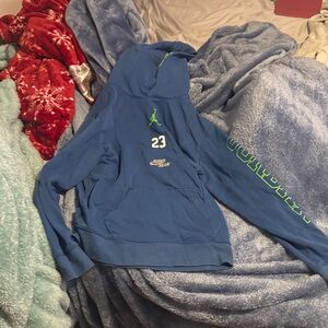 Jordan Blue Hoodie with Green Details
